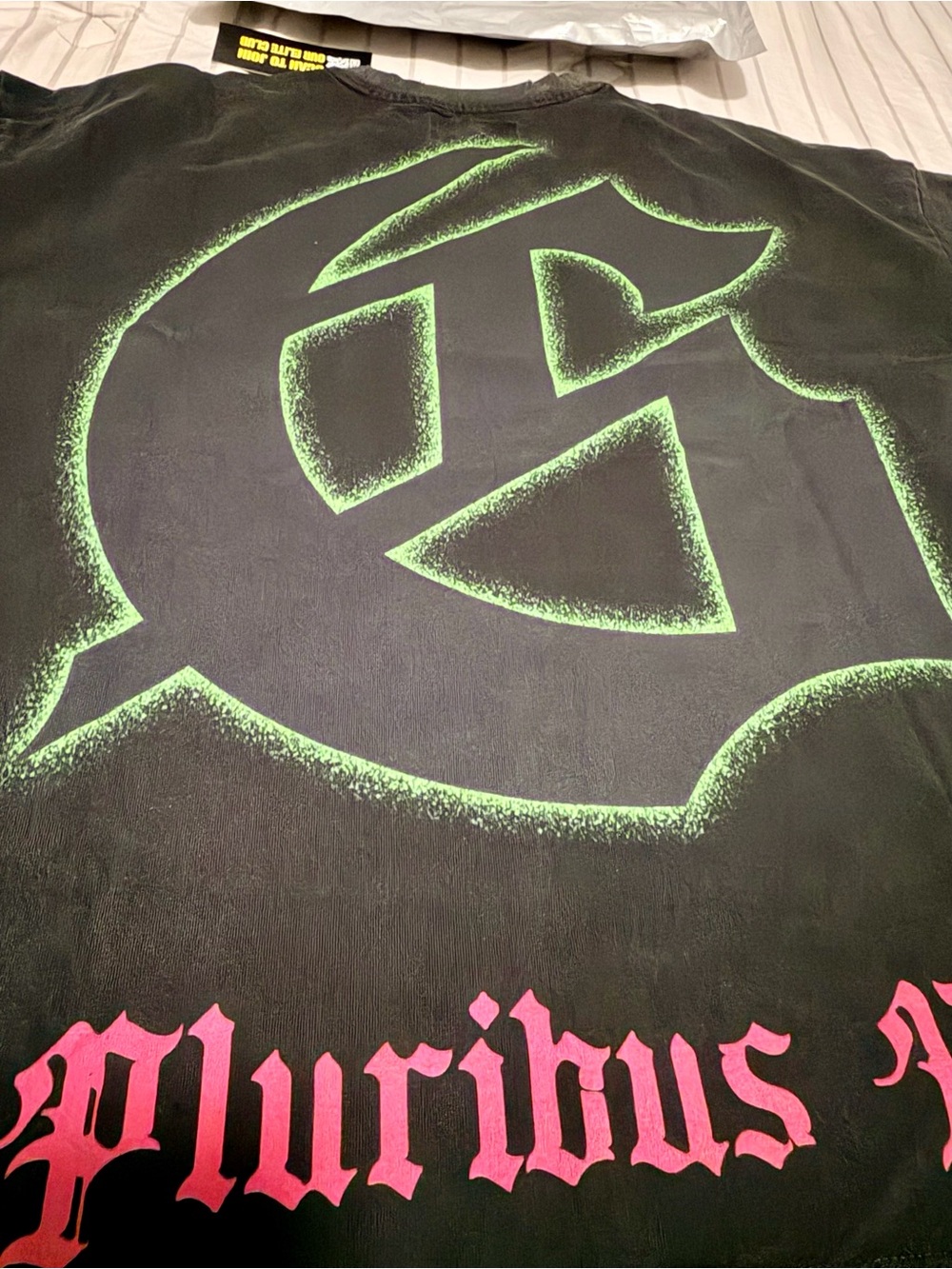 Black Graphic Short Sleeve Tee with Neon Green Logo